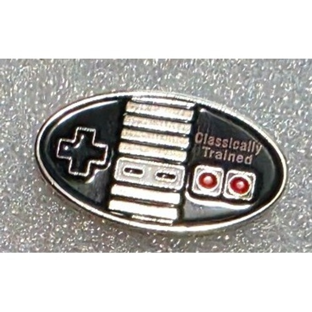 Classically Trained Retro NES Controller Enamel Pin Black Silver Gamer Accessory